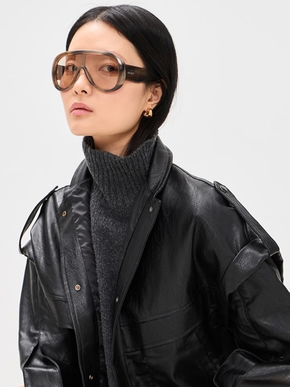 Gucci GG2164S oversized aviator sunglasses with velvet hard case